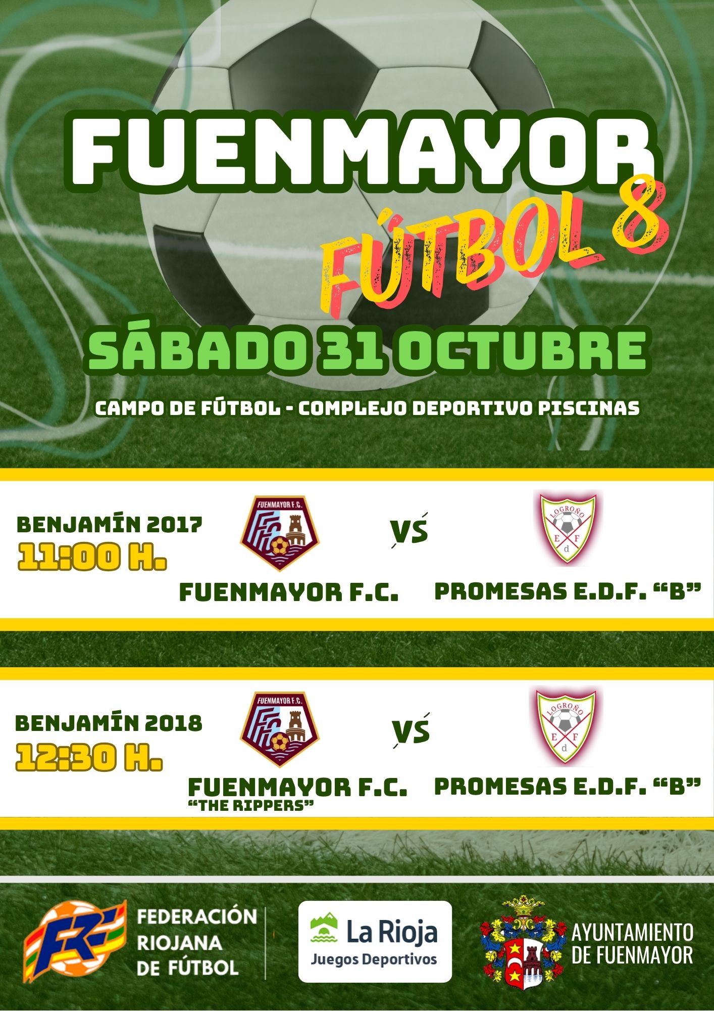 MAÑANA SÁBADO,  JORNADA DE FÚTBOL SALA Y FÚTBOL 8
